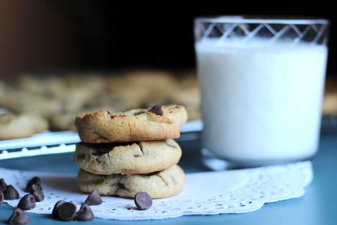 Chocolate Chip Cookies with a cup of soy milk. Soy Milk Chocolate Chip Cookies with a cup of soy milk.