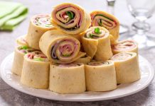 Turkey and Apple Roll Ups A plate of turkey apple roll-ups.