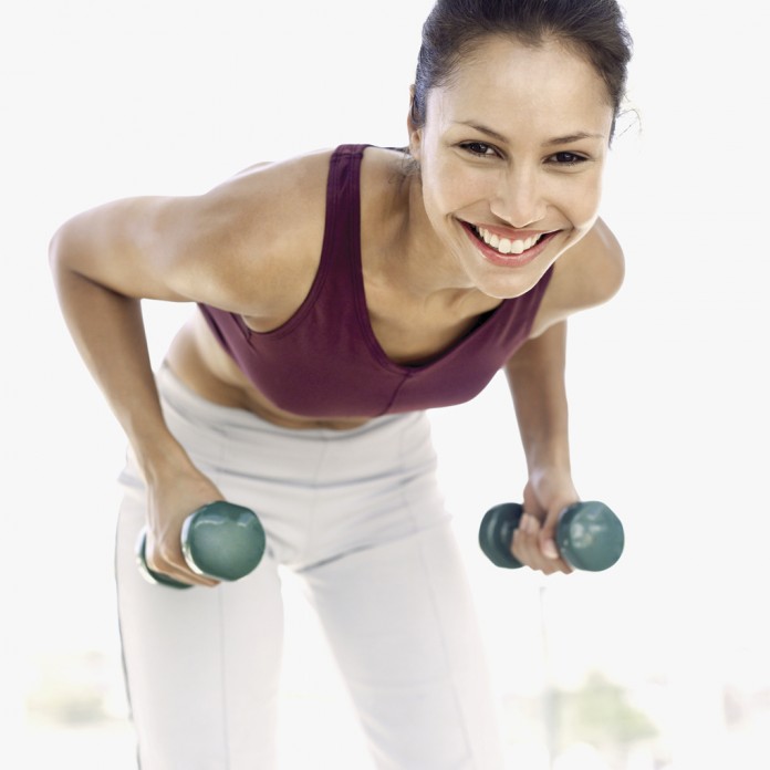 exercise woman and weights