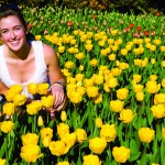Optimism is good for your health woman in yellow flowers