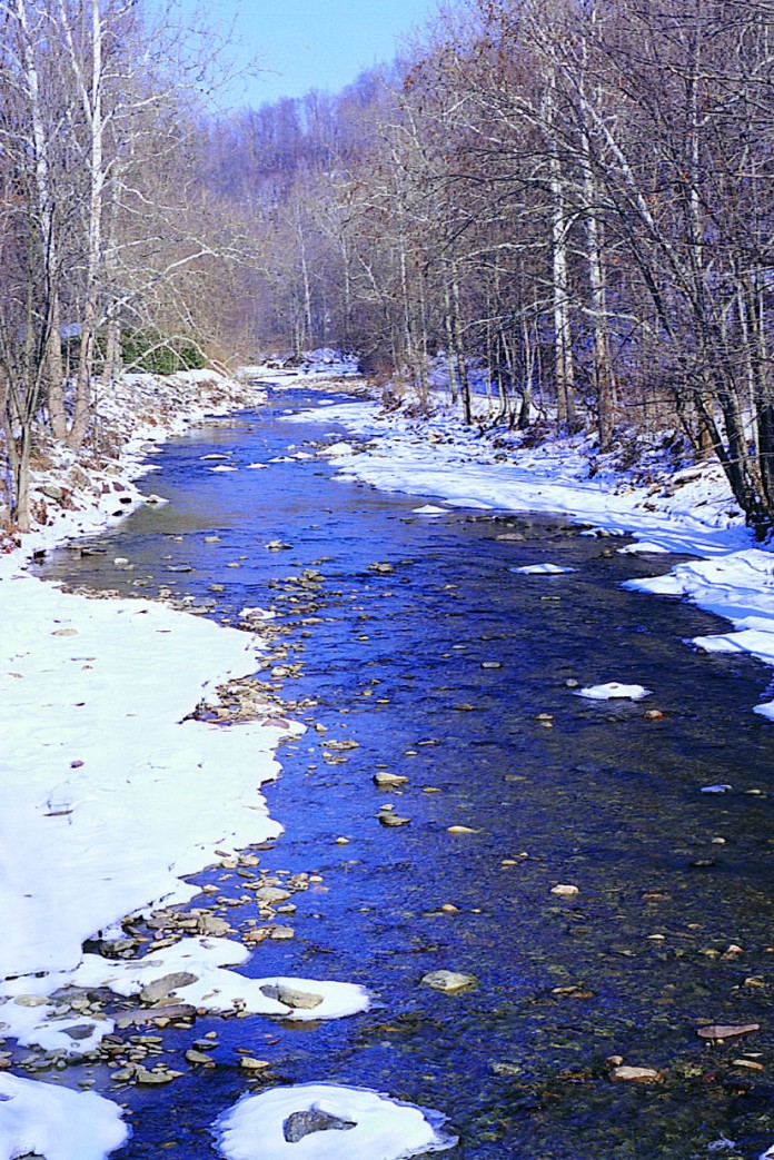 cold stream photo of a winter stream