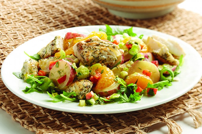 Warm halibut potato salad potato salad