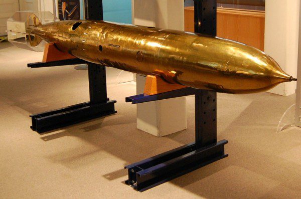 (Photo courtesy of the Naval War College Museum) A restored Howell torpedo.