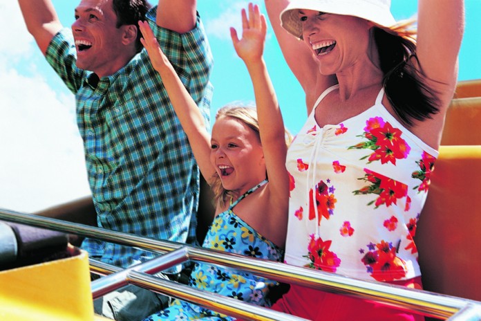 family on rollercoaster