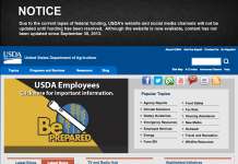 USDA website now live, sort of USDA website