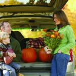 family with pumpkins