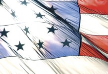 Medical care should not be another battle our veterans have to fight American flag with light shining through it