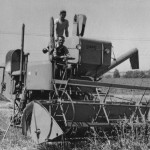 Having fun harvesting oats