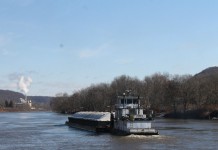 Traffic on the river is moving, but slow