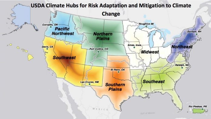 Climate hubs Climate hubs map