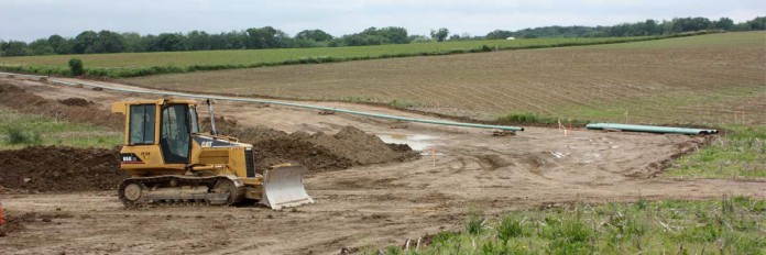 Pipeline construction Pipeline construction through farmland
