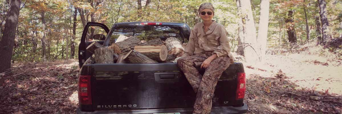 Stack of firewood in truckbed