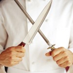 chef with knife and steel
