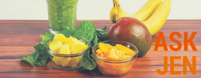 smoothie and fresh fruit