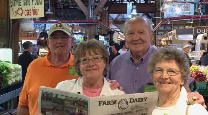vac_brainerd John and Midge Brainerd (left), of Navarre, Ohio, and Harold and Eleanore Yoder, of Louisville, Ohio, check out the fresh produce, meat and seafood at the Granville Produce Market in Vancouver, British Columbia, Canada. The couples were returning from a cruise of the Hawaiian islands where they toured the historical sites and the coffee, pineapple and macadamia nut plantations. Farm and Dairy traveled along!