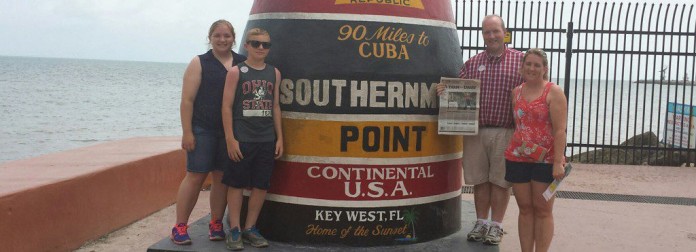 Pictured (L-R): are Ashley, Jaret, Jeremy and Brandy Hahn, all of Salem, Ohio, took Farm and Dairy on vacation in Key West, Florida, the week of June 15.