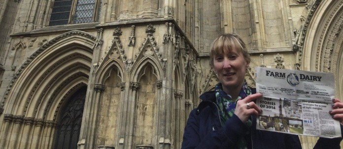 vac_kimble Carrie Kimble, of Alliance, Ohio, along with her mom, sister and Farm and Dairy, spent several days traveling in Scotland, Wales, England and Paris. The trip was a lifelong dream for Carrie’s mom and memorable for everyone. Carrie is pictured in front of the York Minster cathedral in York, England.