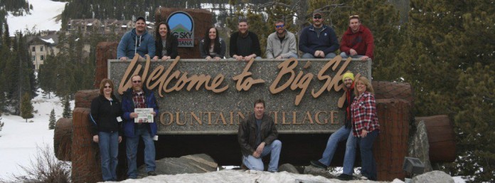 vac_zimmerman Todd and Susan Zimmerman brought Farm and Dairy on vacation to Big Sky, Montana, in March Ten others vacationed with the Zimmermans. They were (top left): Cody Zimmerman, Emily Pollock, Kaitlyn McCartney, Bob Hickle, John Gates, Kyle Zimmerman and Matthew Keller; (bottom left): Dennis and Cathy Hickle, Todd Zimmerman, Matthew Lawrence and Susan Zimmerman. Cody and Emily and Bob and Kaitlyn got engaged on top of Lone Peak in Big Sky.