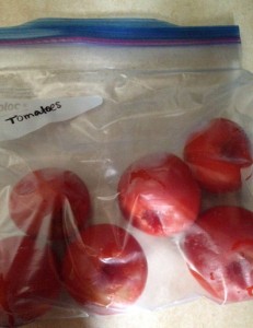 frozen tomatoes in bag