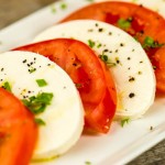 tomato slices and mozarella