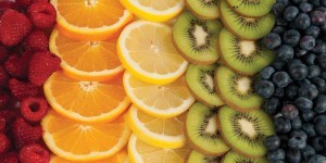 raspberries, oranges, lemons, kiwi, blueberries