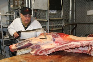 cutting meat