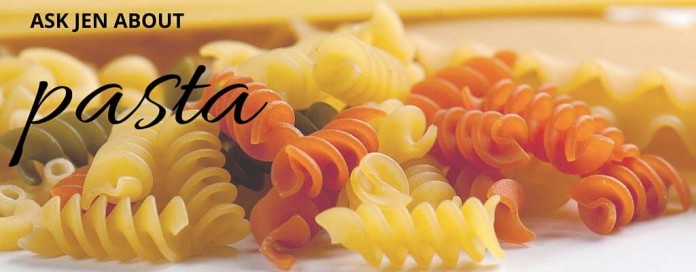 multicolored rotini noodles