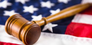 gavel on U.S. flag
