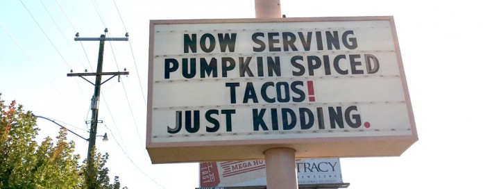 Pumpkin taco sign