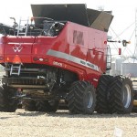 USDA report: Farm profitability weakens in 2015 Massey Ferguson combine.Farm Science Review