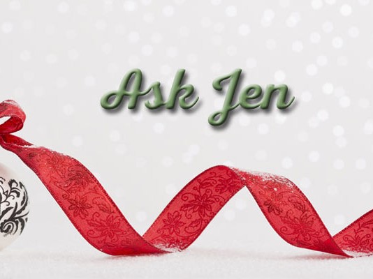 Ask Jen with Christmas ornament