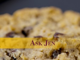 Cooking with oatmeal: Oatmeal cookies and no-bakes Ask Jen text with cookie