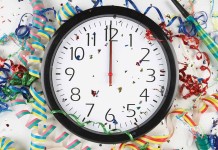 The New Year clock at midnight