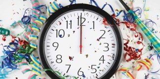 The New Year clock at midnight