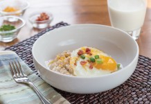 Savory Oatmeal with Soft-Cooked Egg and Bacon Savory Oatmeal with Bacon and Egg