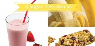 smoothie, banana and granola collage