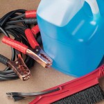 windshield scraper and windshield wiper fluid