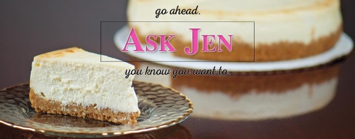 cheesecake with Ask Jen text cheesecake with Ask Jen text