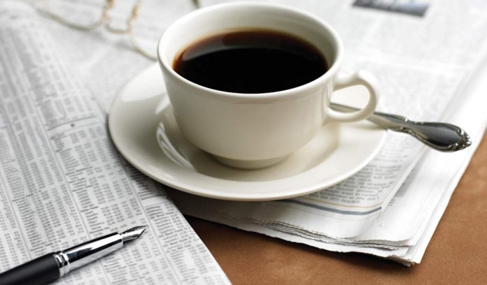 newspapers and coffee