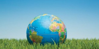 You can celebrate Earth Day every day globe on grass