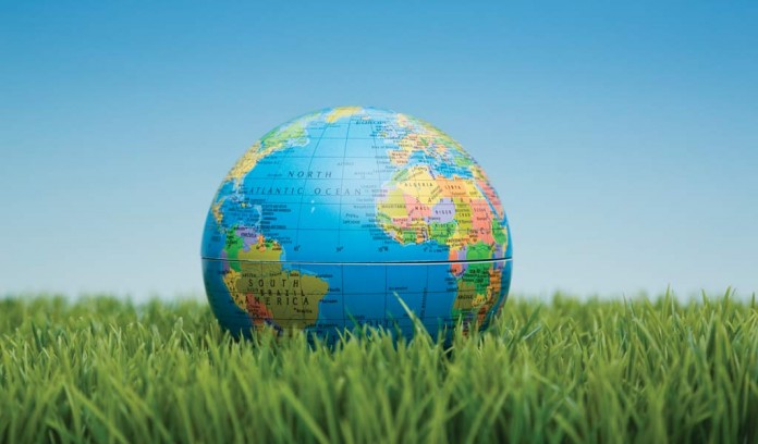 globe on grass globe on grass