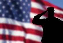 A “what if” Memorial Day American flag and saluting soldier