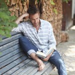 Spring and summer nature reads man reading