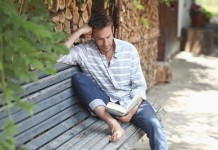 Spring and summer nature reads man reading