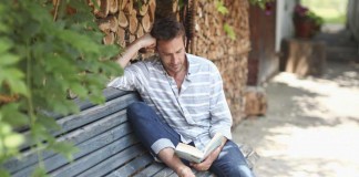 Spring and summer nature reads man reading
