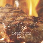 Beef cuts for the grill steak on grill