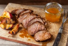 Bourbon Glazed Pork Tenderloin w/Grilled Peaches