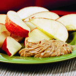 apple slices and peanut butter are healthy snacks