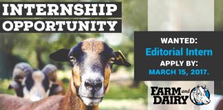 We’re looking for a 2017 summer intern Farm and Dairy internship