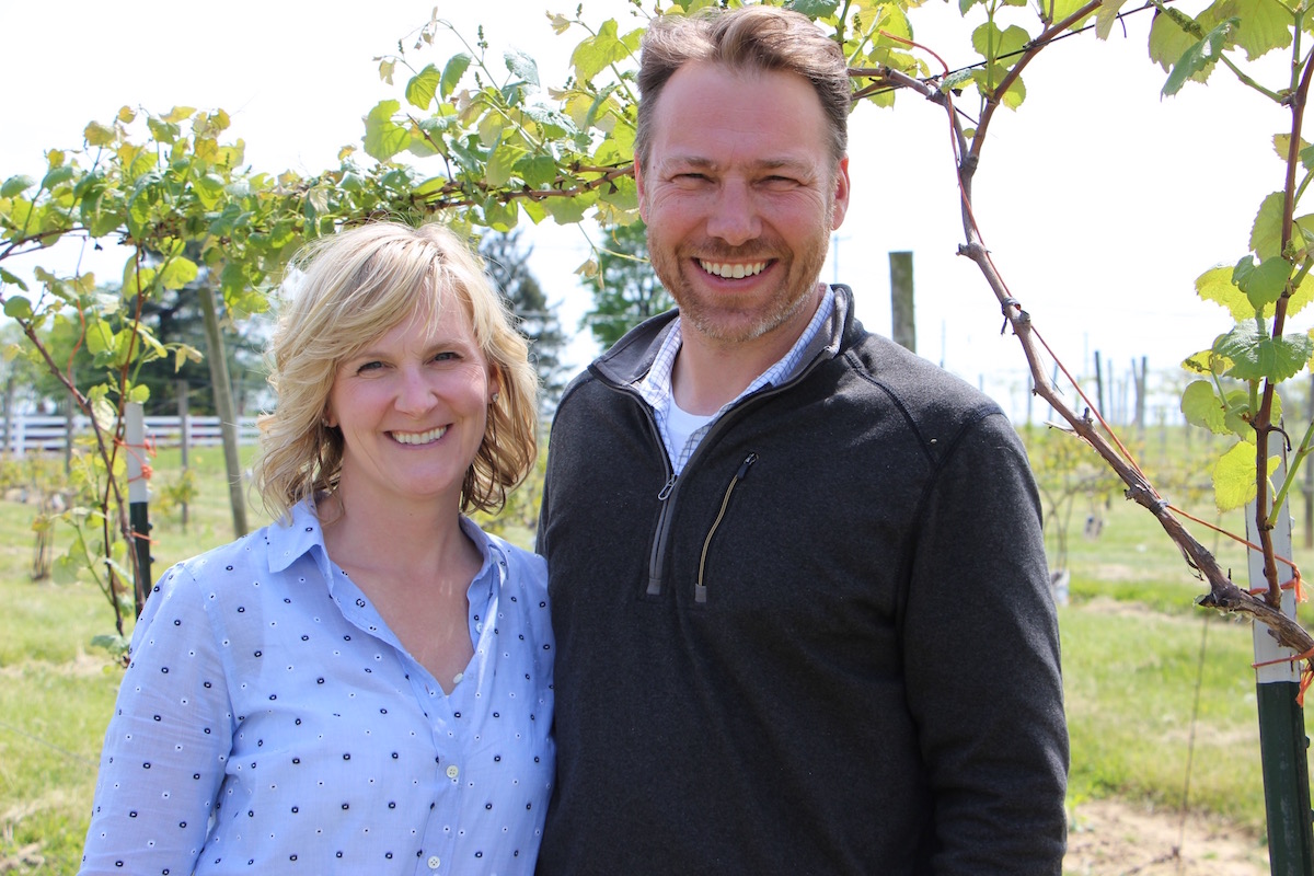 Andy Troutman checking grapes